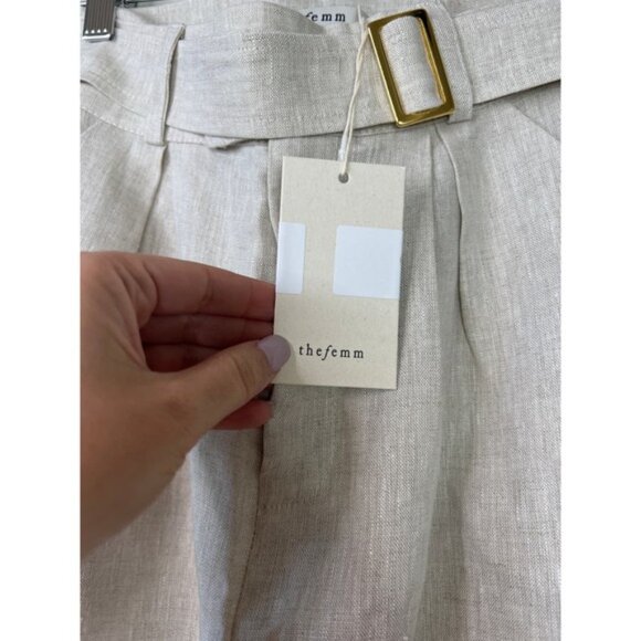 NWT The Femm Linen Detachable Belt Wide Leg Iris Pant Natural Women's Size: XS - Picture 4 of 8
